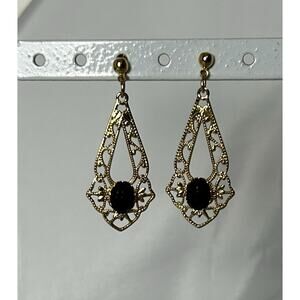 Lovely Gold Tone Post Dangle Earrings. Measures 1.5”